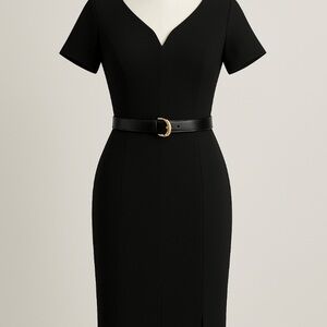 Donna Karan Black Midi Dress with Belt